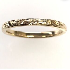 14k yellow gold ring vine and leaf (3mm thick)